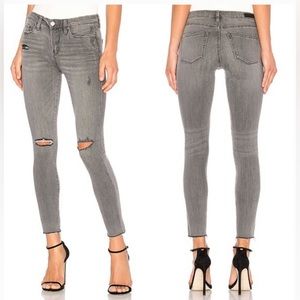 BLANKNYC The Bond Distressed Raw Hem Denim Crop Gray Skinny Faded Skinny Jeans